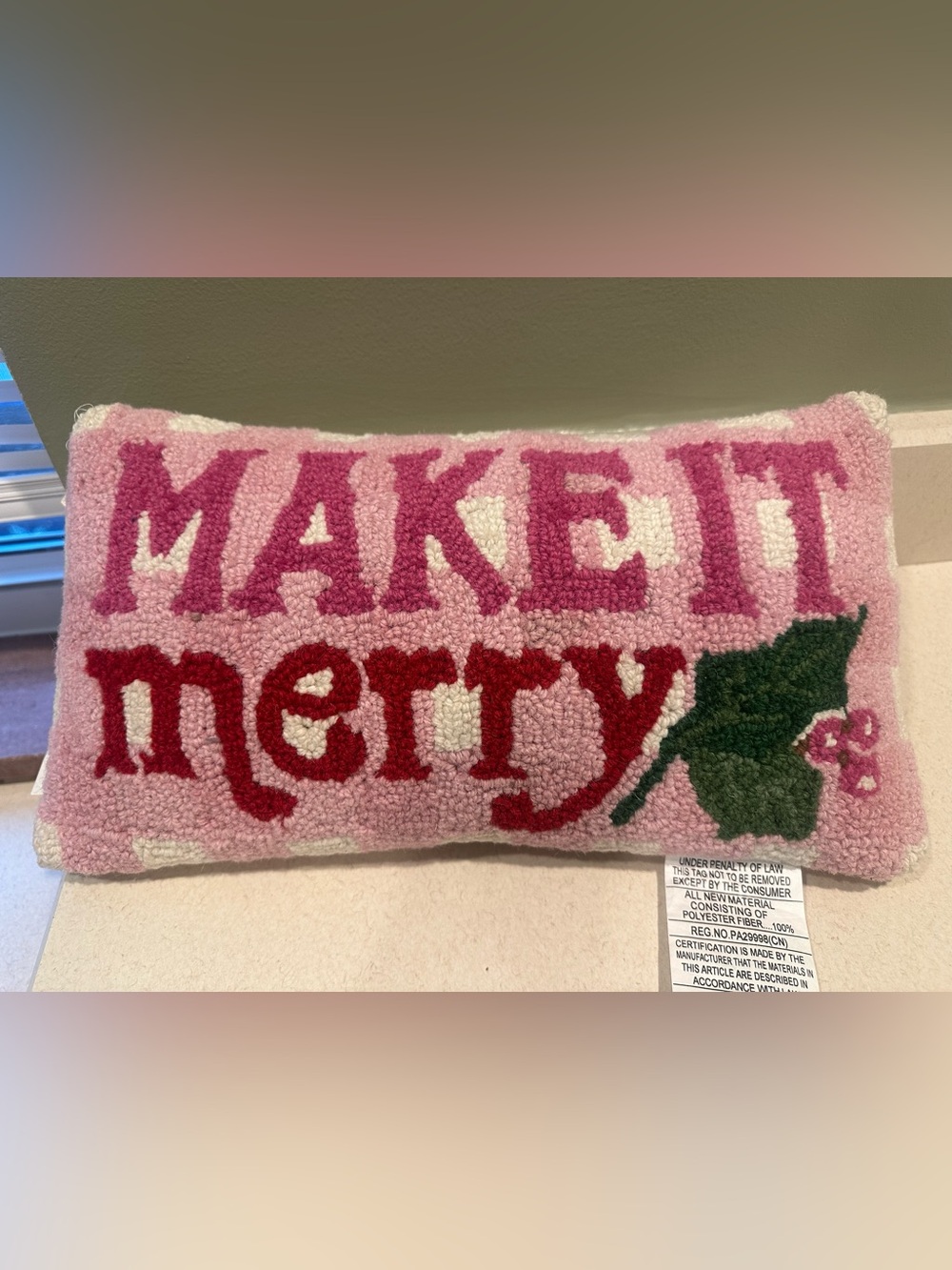 Needle point Christmas pillow